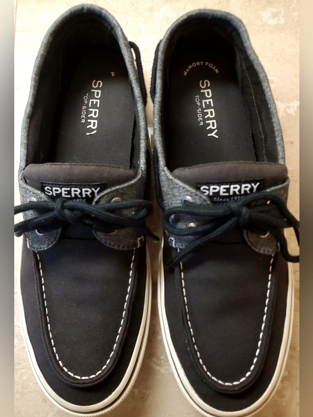 Sperry Men's Black and Gray Two-Tone Canvas Boat Shoes Size 11.5 - Picture 7 of 11